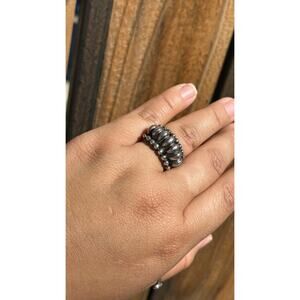 Vintage Solid Silver Modernist Dome Ring Size 7 3/4